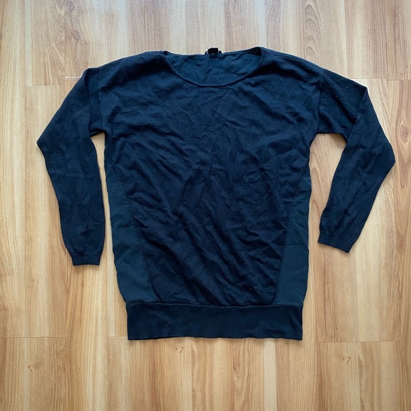 THEORY BLACK CHIFFON BACK KNIT TOP with CASHMERE Medium - Picture 3 of 7